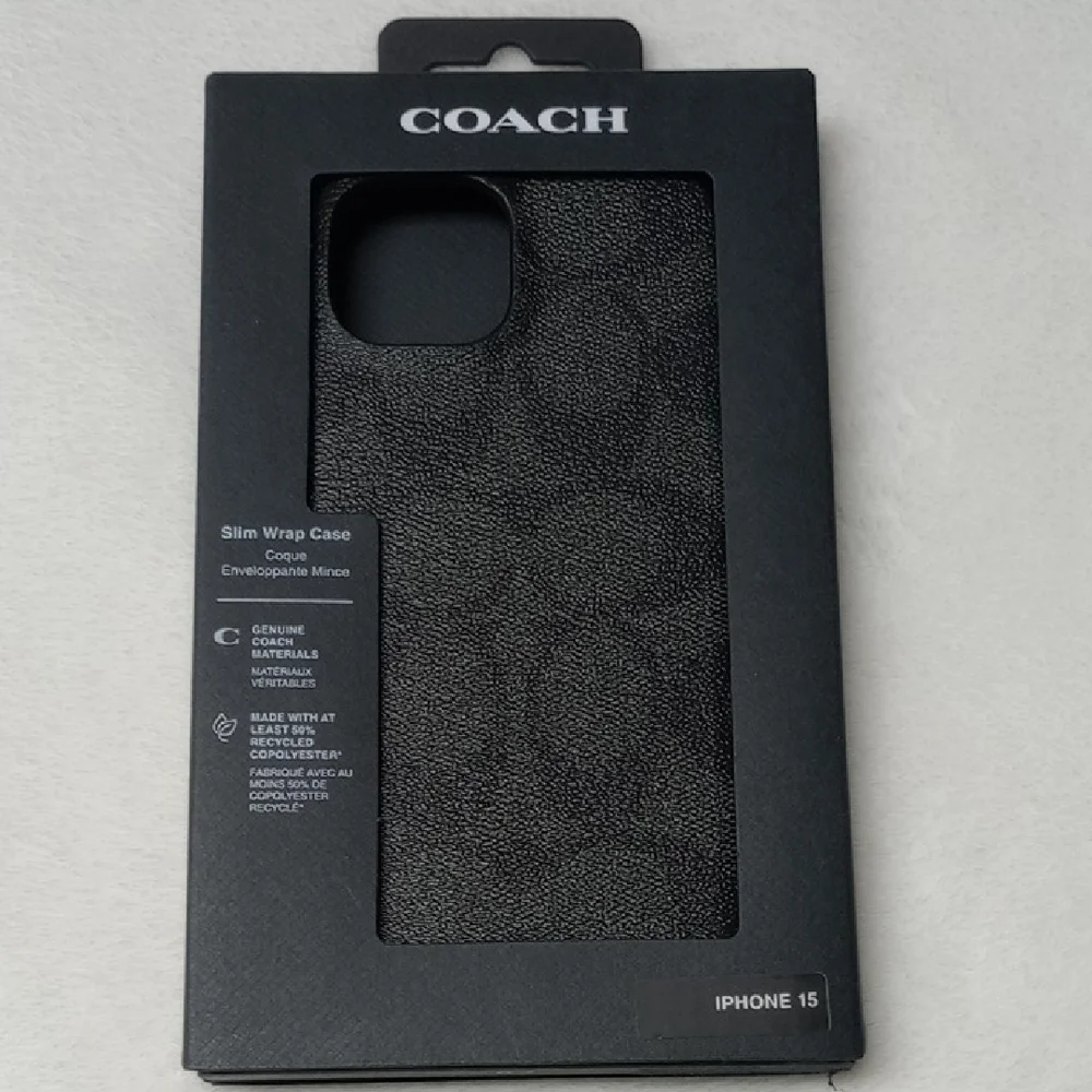 Coach Signature Black iPhone 15 Case